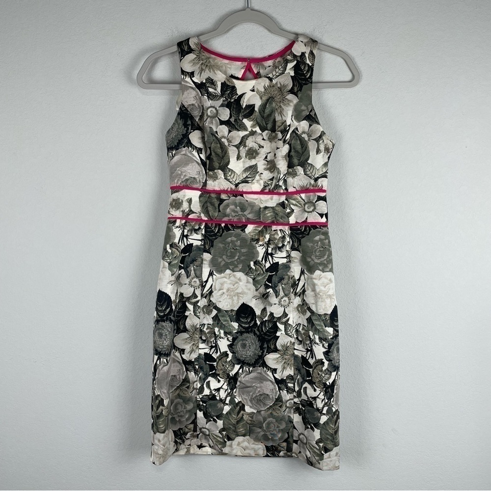 Eliza J Black White Pink Floral Sheath Dress Size 2